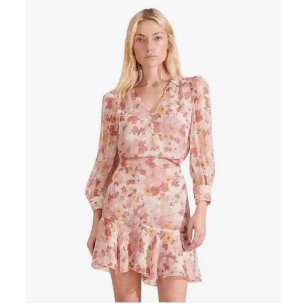 Veronica Beard Silk Long Sleeve
Floral print Metallic Thread Mini